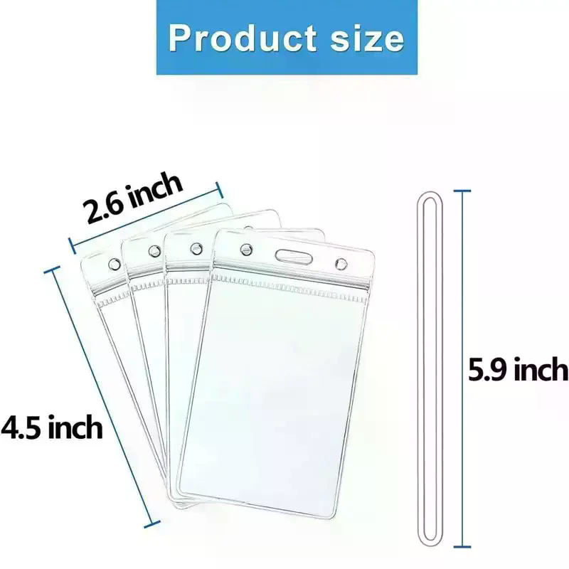 Lanyard Badge Holder - 10 Adet Şeffaf Plastik Kimlik Kartı