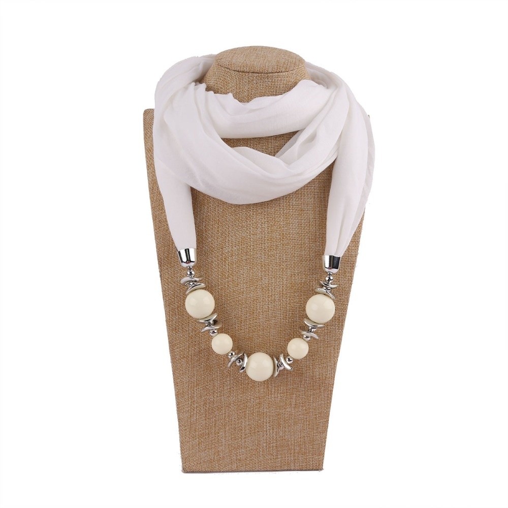 Infinity Scarf Knit - Yeni Şifon Eşarp Kolye Boncuklu Etnik