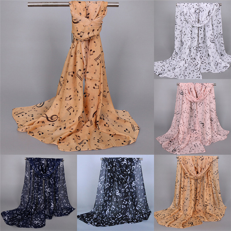 Infinity Scarf Knit - Yüksek kaliteli eşarp müzik not baskı