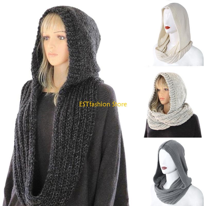 Infinity Scarf Knit - Y5GC Kadınlar Kış Örgü Hood Eşarp