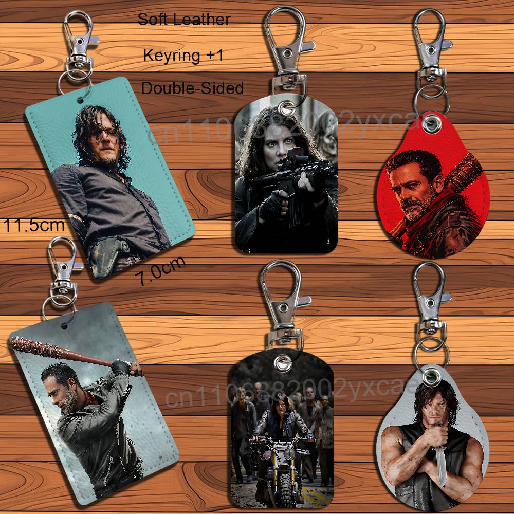 Lanyard Badge Holder - Negan Maggie Walking Dead Deri Anahtarlık