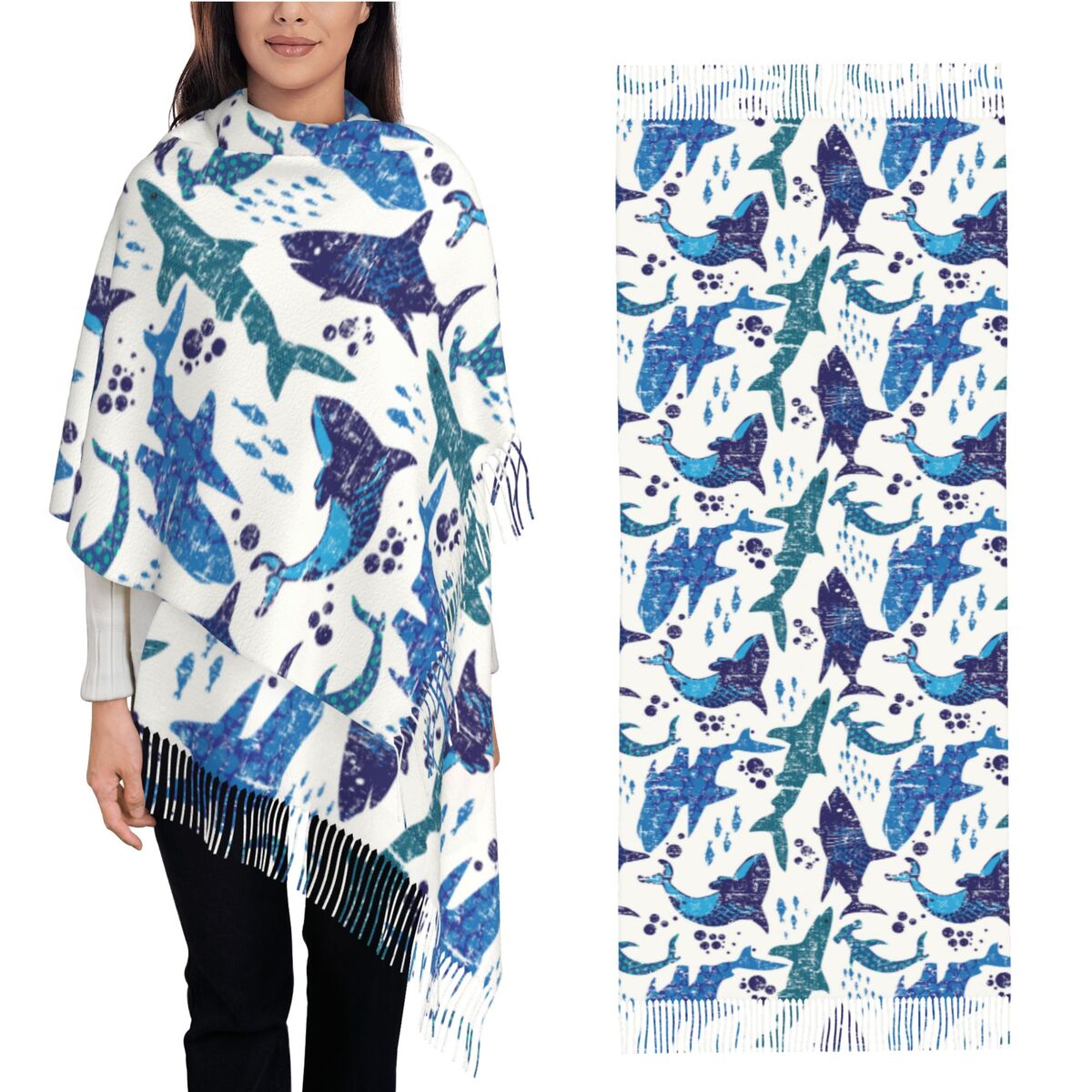 Köpekbalığı Sualtı Dünyası Oky - Pashmina Wrap Large incelemesi ve fiyatı