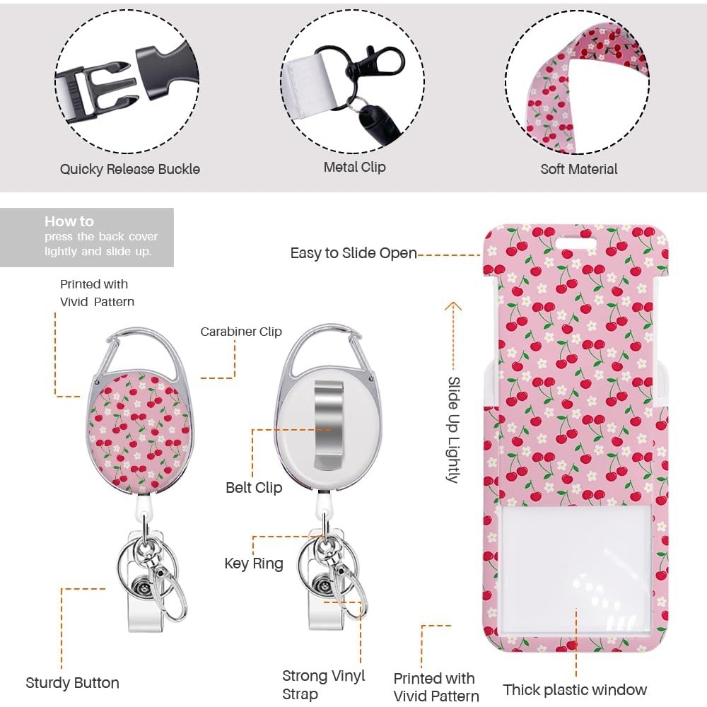 Dikey Pembe Çiçekli Kimlik Kar - Lanyard Badge Holder incelemesi ve fiyatı