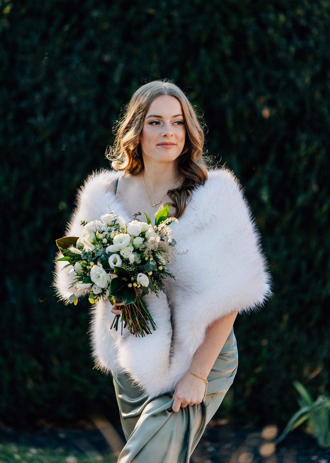 Siyah ipuçları ile fildişi fau - Stole Wedding Shawl incelemesi ve fiyatı